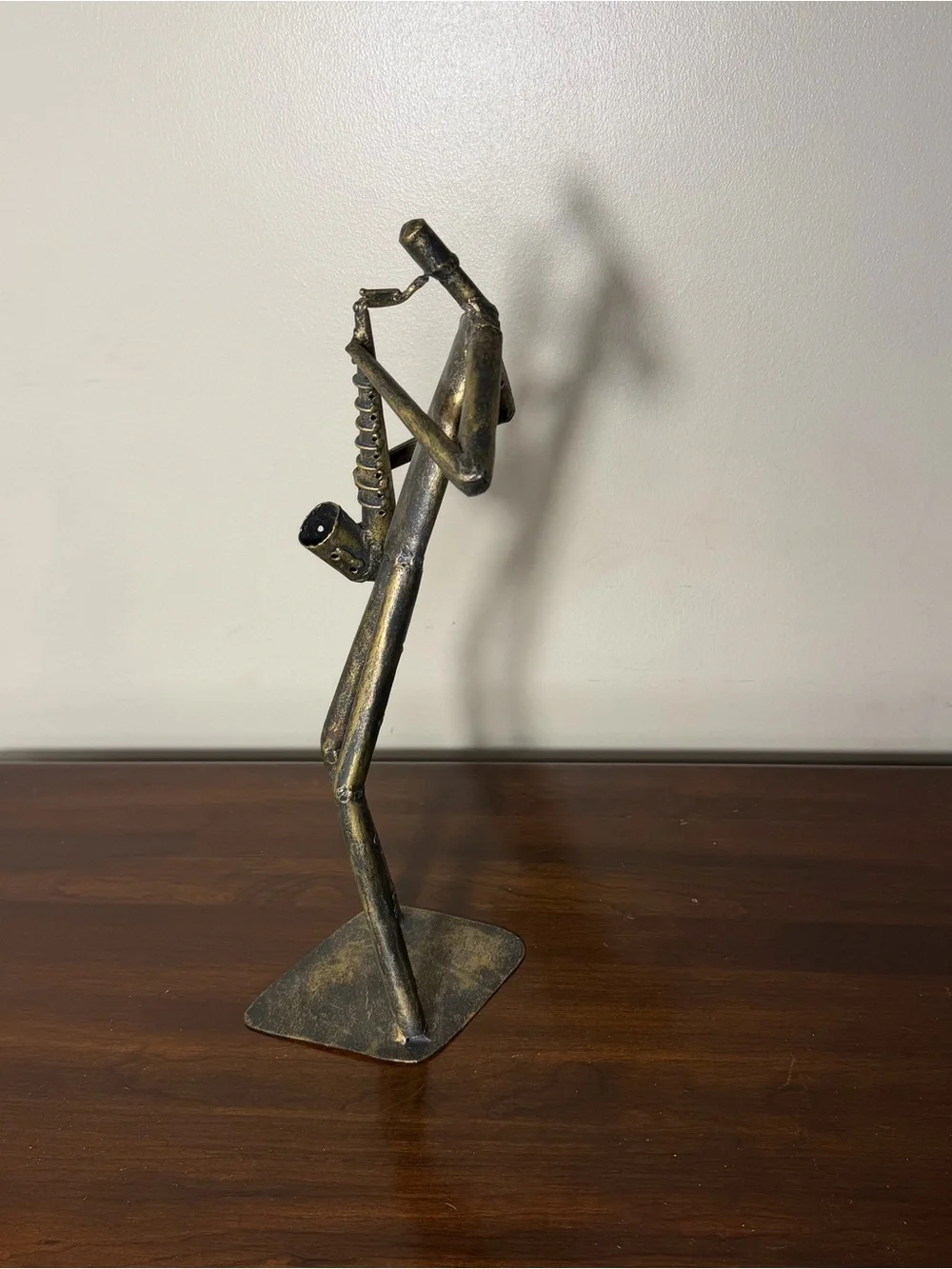 Z Gallerie brutalist style saxophone player tube metal sculpture approximate 15